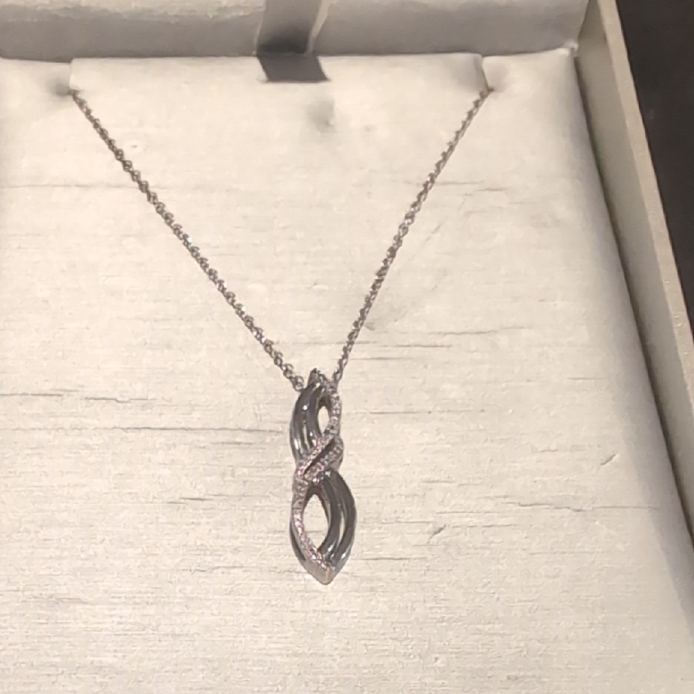 Elegant Silver Twisted Pendant Necklace by Zales